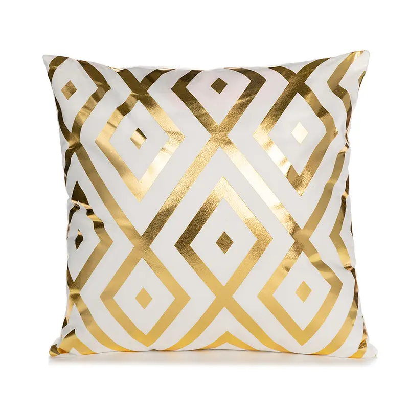 Dazzling Diamond Golden and White Sofa Cushion Cover