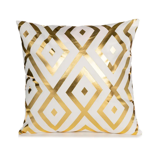 Sofa Cushion Cover | Golden & White Dazzling Diamond