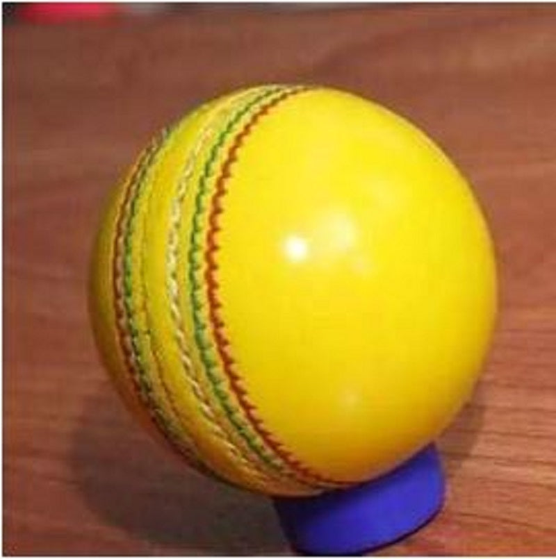 Indoor Leather Cricket Ball (Yellow) - Durable Practice Ball for Indoor Training Sessions