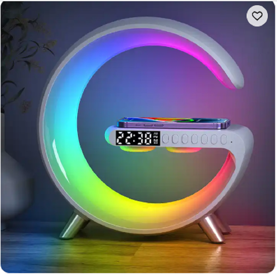 G Shaped Multi-Function Wireless Charger Digital Clock Speaker