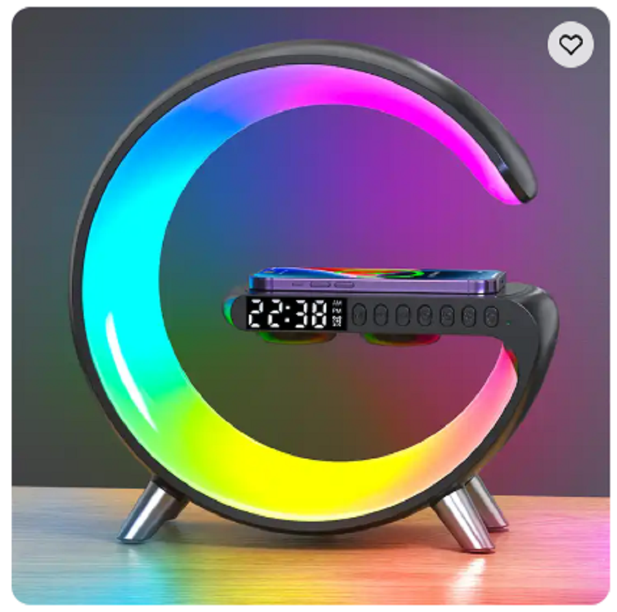 G Shaped Multi-Function Wireless Charger Digital Clock Speaker